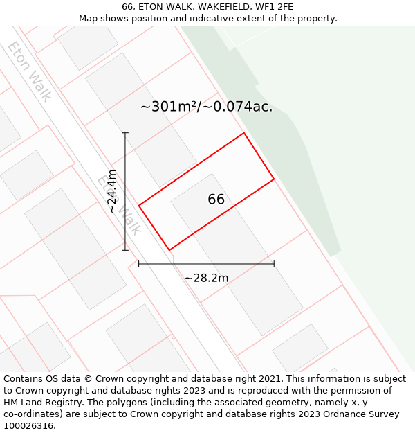 66, ETON WALK, WAKEFIELD, WF1 2FE: Plot and title map