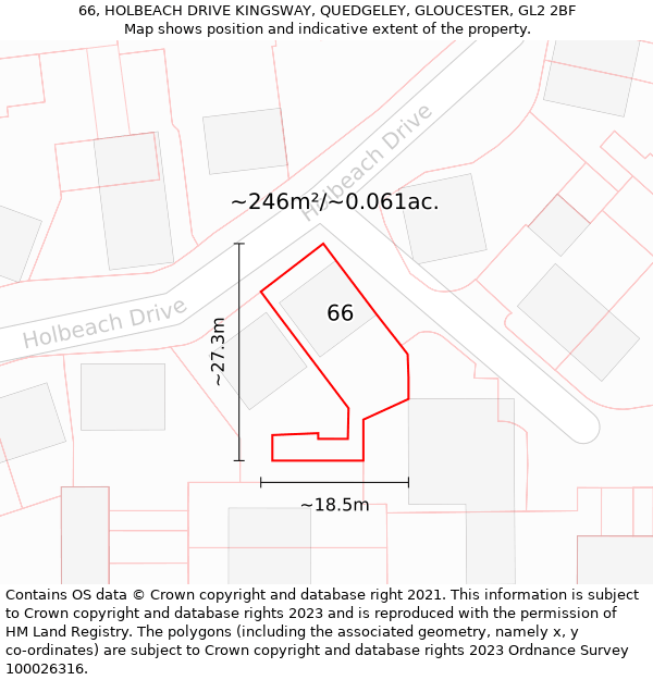 66, HOLBEACH DRIVE KINGSWAY, QUEDGELEY, GLOUCESTER, GL2 2BF: Plot and title map