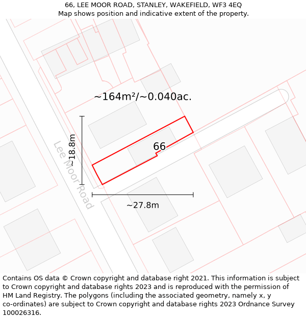 66, LEE MOOR ROAD, STANLEY, WAKEFIELD, WF3 4EQ: Plot and title map