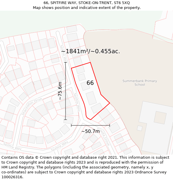 66, SPITFIRE WAY, STOKE-ON-TRENT, ST6 5XQ: Plot and title map