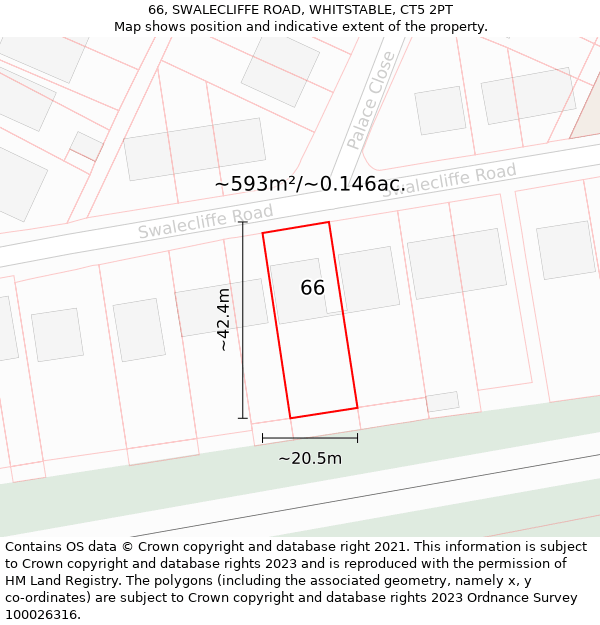 66, SWALECLIFFE ROAD, WHITSTABLE, CT5 2PT: Plot and title map