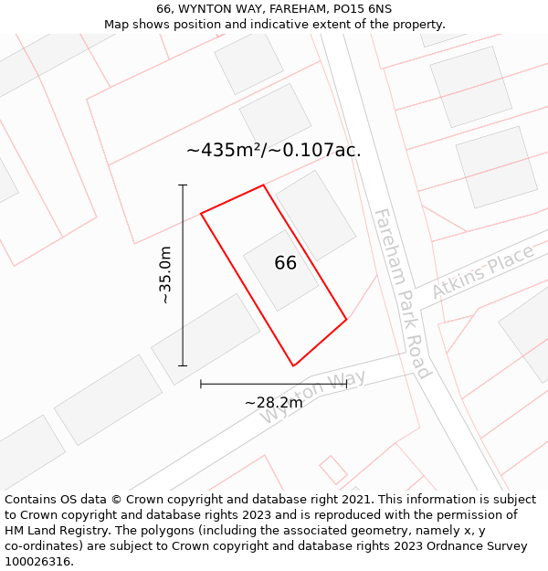 66, WYNTON WAY, FAREHAM, PO15 6NS: Plot and title map