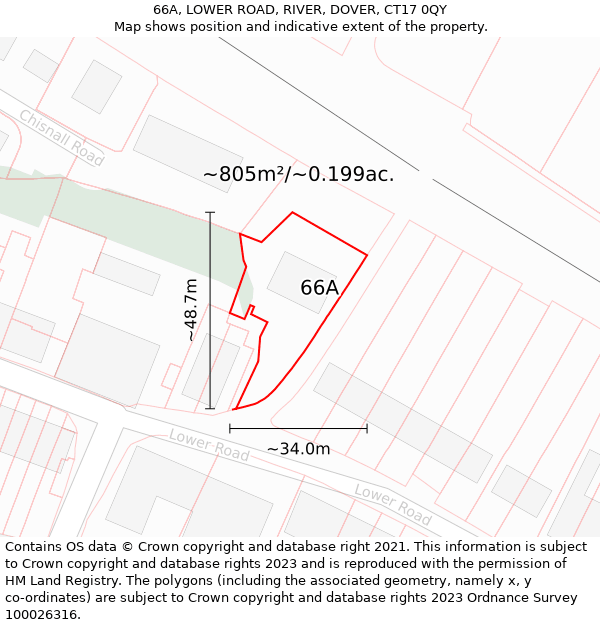 66A, LOWER ROAD, RIVER, DOVER, CT17 0QY: Plot and title map