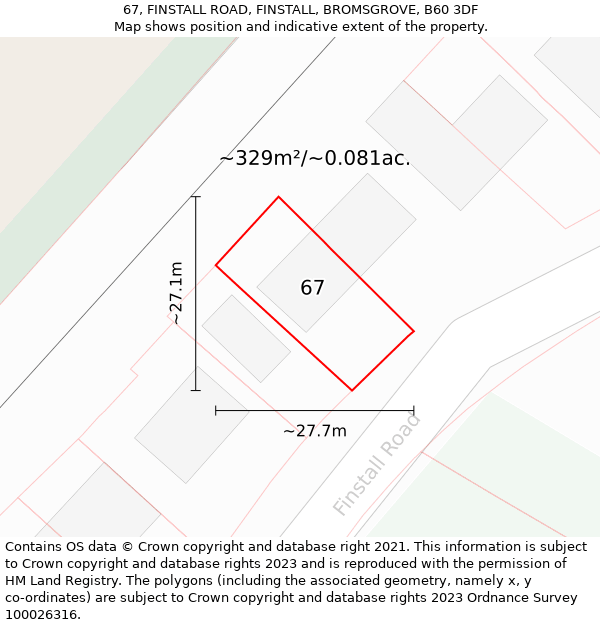 67, FINSTALL ROAD, FINSTALL, BROMSGROVE, B60 3DF: Plot and title map