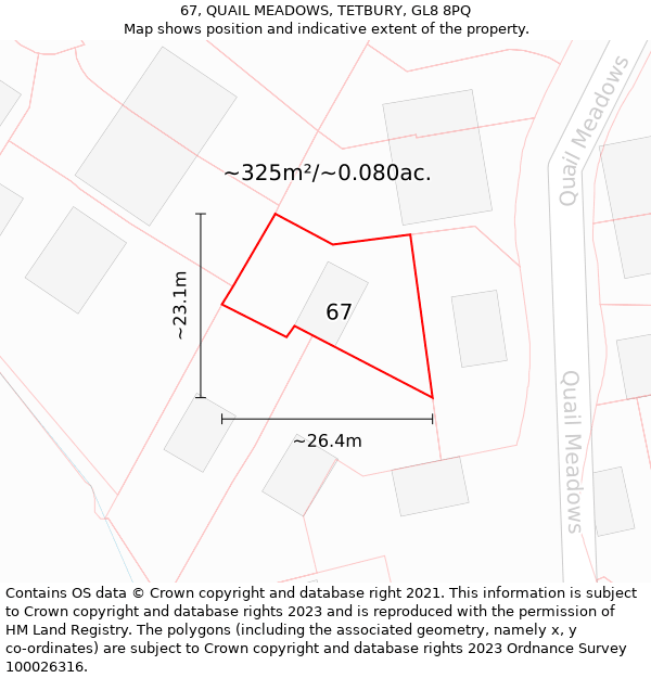 67, QUAIL MEADOWS, TETBURY, GL8 8PQ: Plot and title map