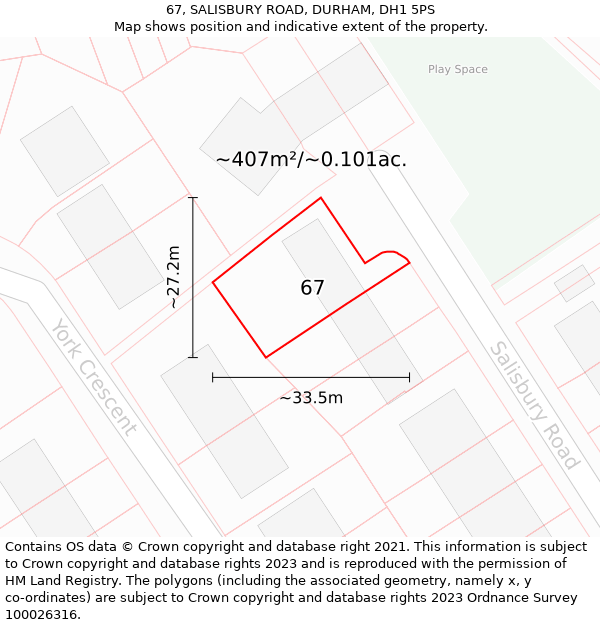 67, SALISBURY ROAD, DURHAM, DH1 5PS: Plot and title map