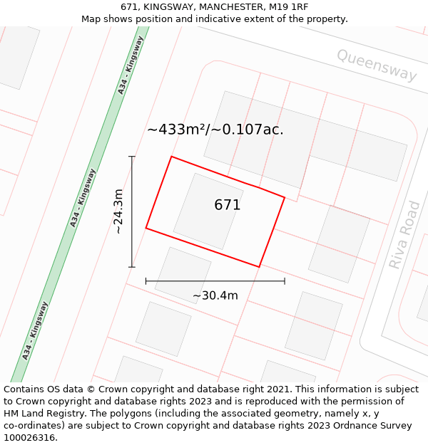 671, KINGSWAY, MANCHESTER, M19 1RF: Plot and title map