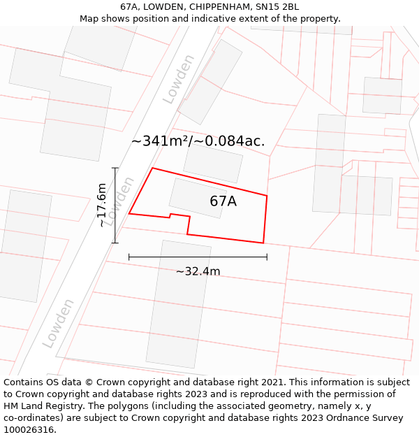 67A, LOWDEN, CHIPPENHAM, SN15 2BL: Plot and title map