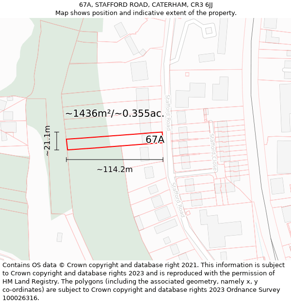 67A, STAFFORD ROAD, CATERHAM, CR3 6JJ: Plot and title map