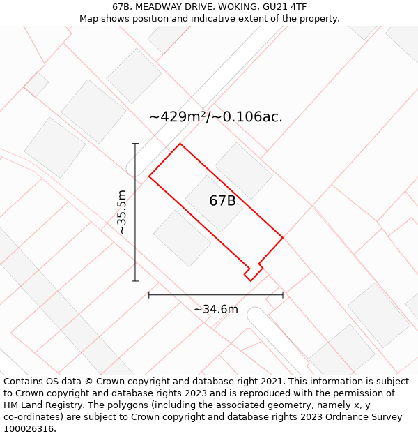 67B, MEADWAY DRIVE, WOKING, GU21 4TF: Plot and title map