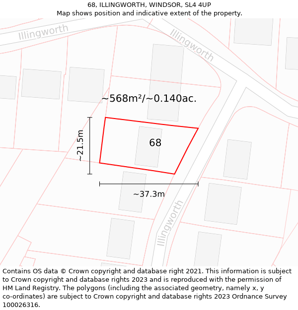 68, ILLINGWORTH, WINDSOR, SL4 4UP: Plot and title map