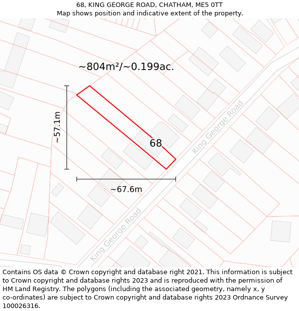 68, KING GEORGE ROAD, CHATHAM, ME5 0TT: Plot and title map