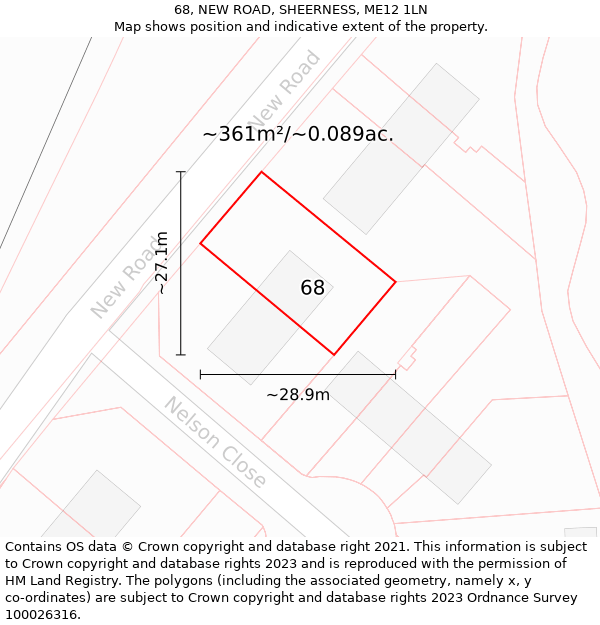 68, NEW ROAD, SHEERNESS, ME12 1LN: Plot and title map