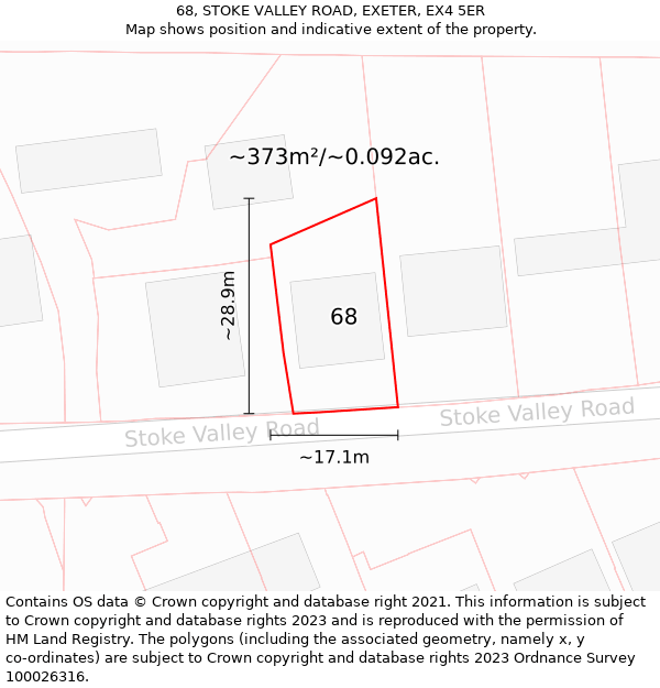 68, STOKE VALLEY ROAD, EXETER, EX4 5ER: Plot and title map