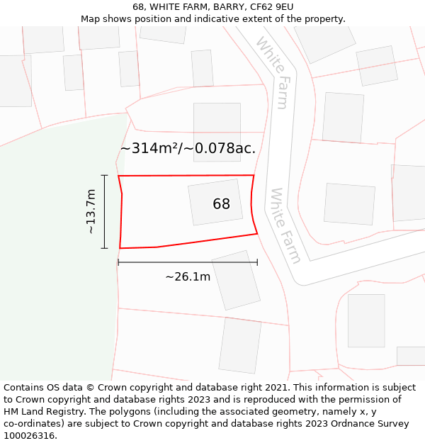 68, WHITE FARM, BARRY, CF62 9EU: Plot and title map