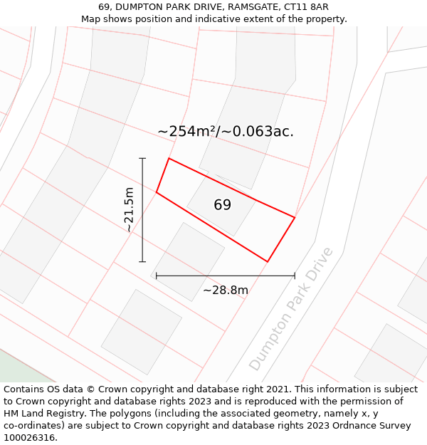 69, DUMPTON PARK DRIVE, RAMSGATE, CT11 8AR: Plot and title map