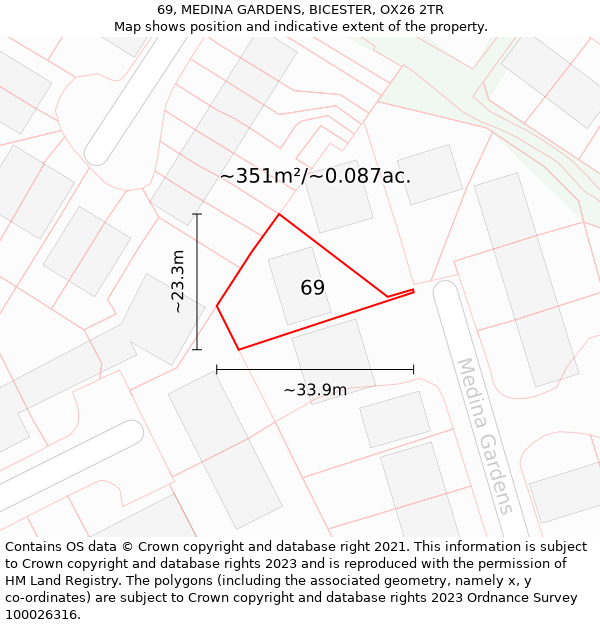 69, MEDINA GARDENS, BICESTER, OX26 2TR: Plot and title map