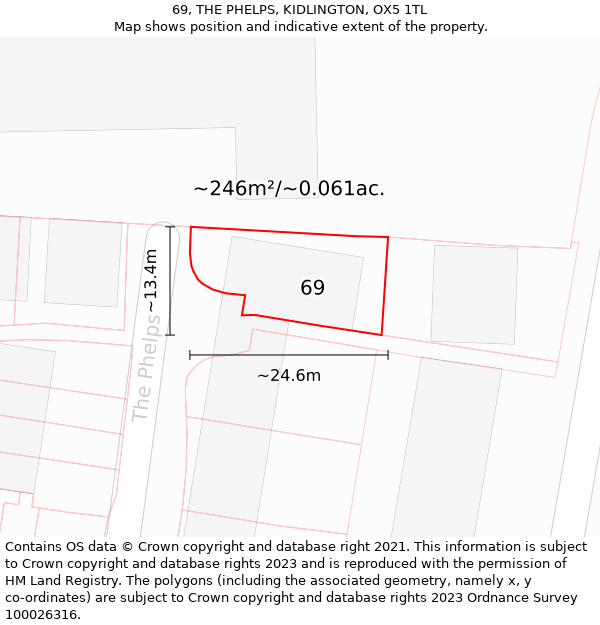 69, THE PHELPS, KIDLINGTON, OX5 1TL: Plot and title map