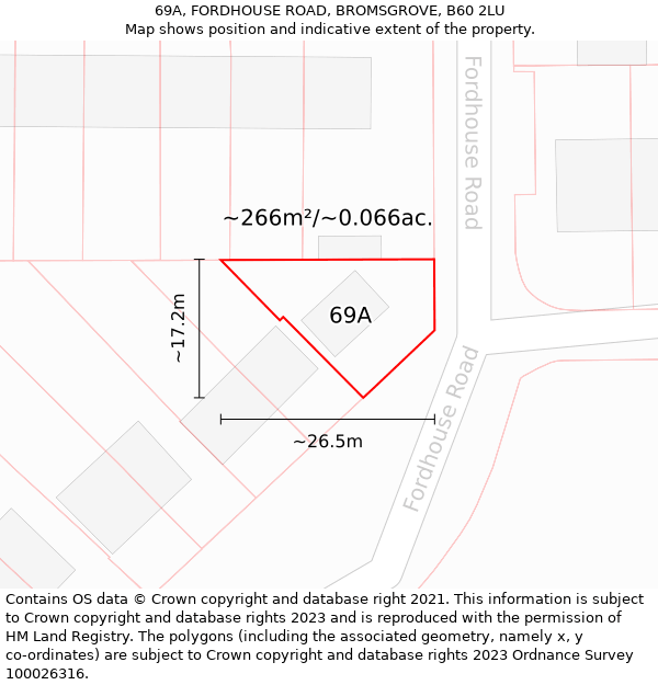 69A, FORDHOUSE ROAD, BROMSGROVE, B60 2LU: Plot and title map