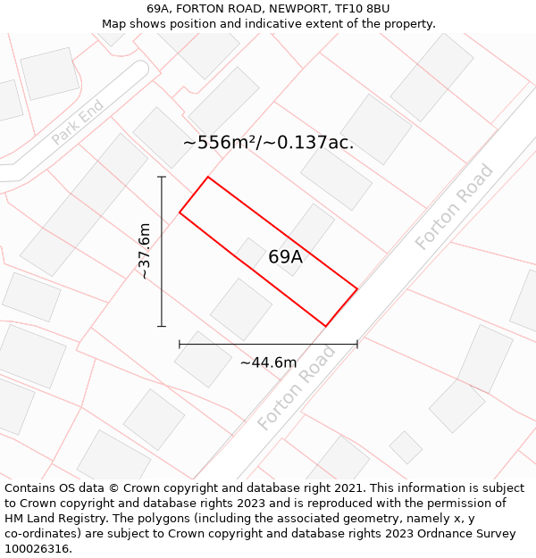 69A, FORTON ROAD, NEWPORT, TF10 8BU: Plot and title map