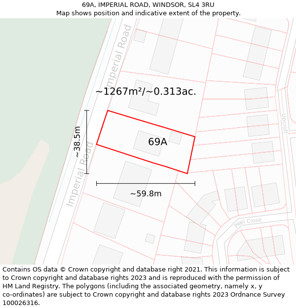 69A, IMPERIAL ROAD, WINDSOR, SL4 3RU: Plot and title map