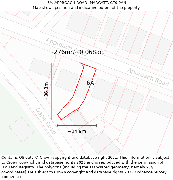 6A, APPROACH ROAD, MARGATE, CT9 2AN: Plot and title map