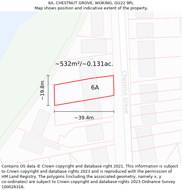 6A, CHESTNUT GROVE, WOKING, GU22 9PL: Plot and title map