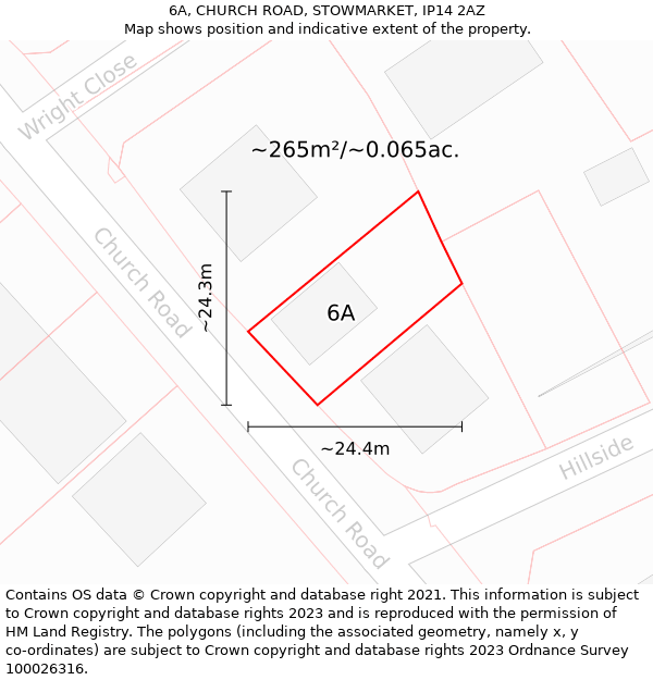 6A, CHURCH ROAD, STOWMARKET, IP14 2AZ: Plot and title map