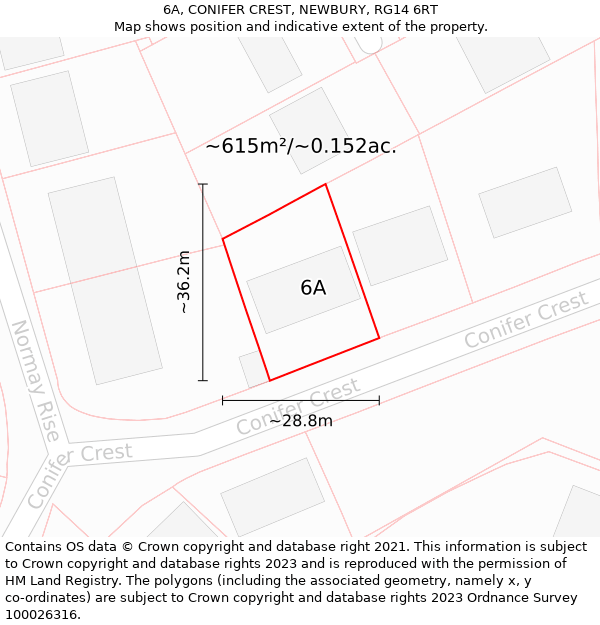 6A, CONIFER CREST, NEWBURY, RG14 6RT: Plot and title map