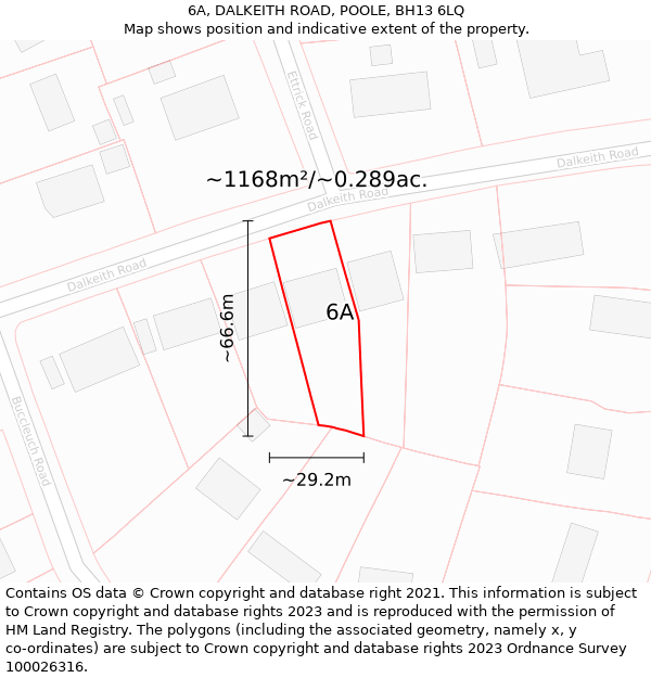 6A, DALKEITH ROAD, POOLE, BH13 6LQ: Plot and title map
