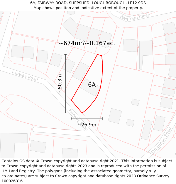 6A, FAIRWAY ROAD, SHEPSHED, LOUGHBOROUGH, LE12 9DS: Plot and title map