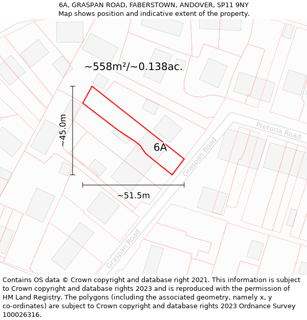 6A, GRASPAN ROAD, FABERSTOWN, ANDOVER, SP11 9NY: Plot and title map