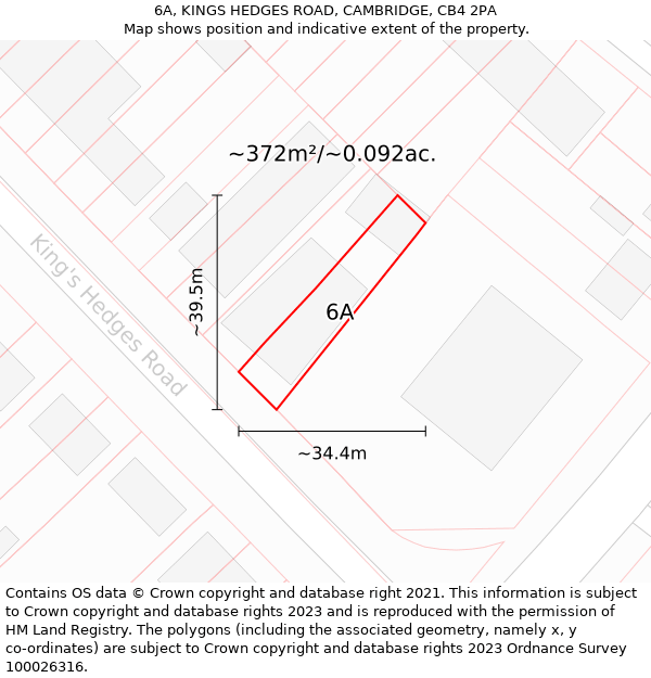 6A, KINGS HEDGES ROAD, CAMBRIDGE, CB4 2PA: Plot and title map