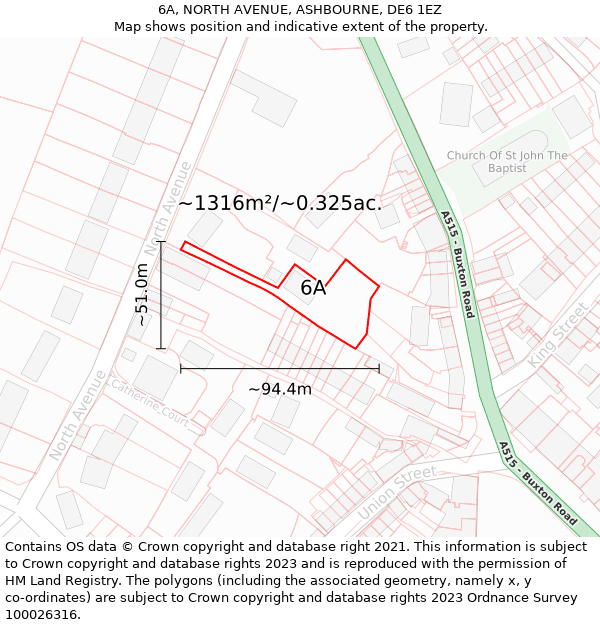 6A, NORTH AVENUE, ASHBOURNE, DE6 1EZ: Plot and title map