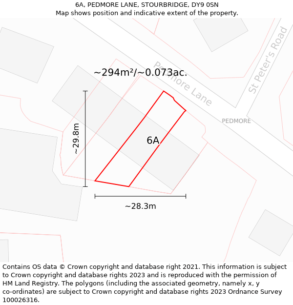6A, PEDMORE LANE, STOURBRIDGE, DY9 0SN: Plot and title map