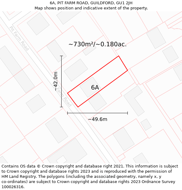 6A, PIT FARM ROAD, GUILDFORD, GU1 2JH: Plot and title map