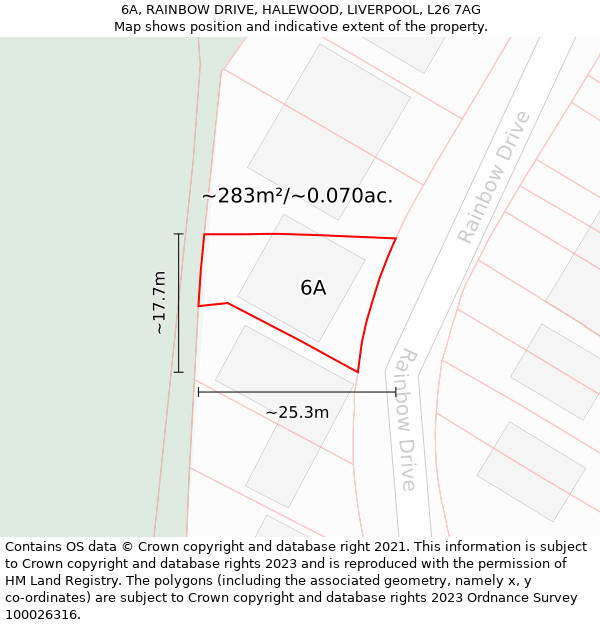 6A, RAINBOW DRIVE, HALEWOOD, LIVERPOOL, L26 7AG: Plot and title map