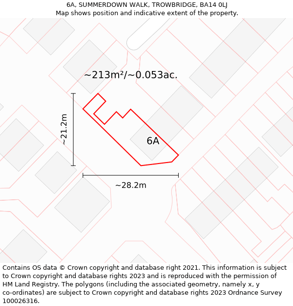 6A, SUMMERDOWN WALK, TROWBRIDGE, BA14 0LJ: Plot and title map