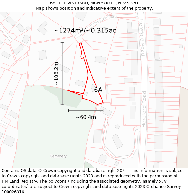 6A, THE VINEYARD, MONMOUTH, NP25 3PU: Plot and title map