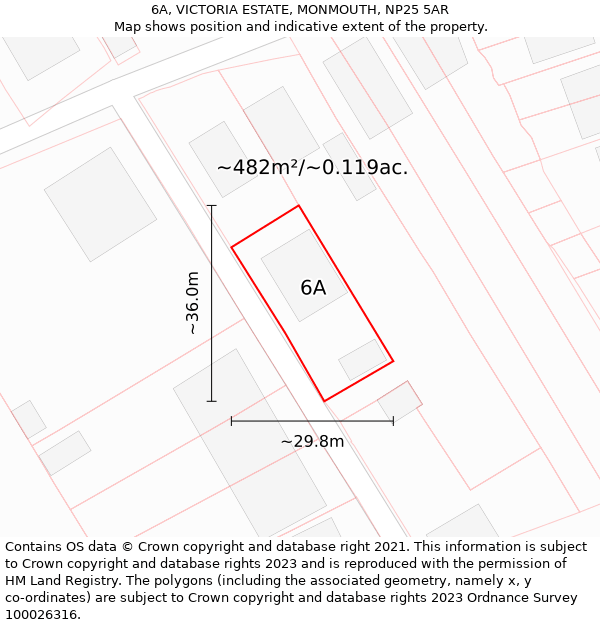 6A, VICTORIA ESTATE, MONMOUTH, NP25 5AR: Plot and title map