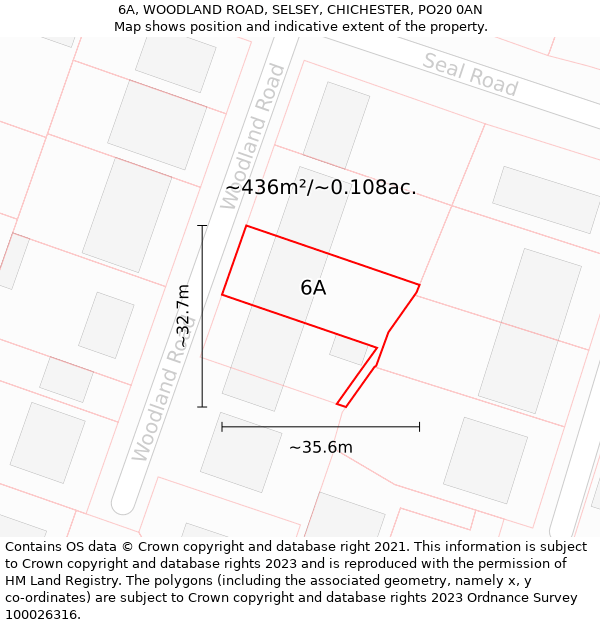 6A, WOODLAND ROAD, SELSEY, CHICHESTER, PO20 0AN: Plot and title map