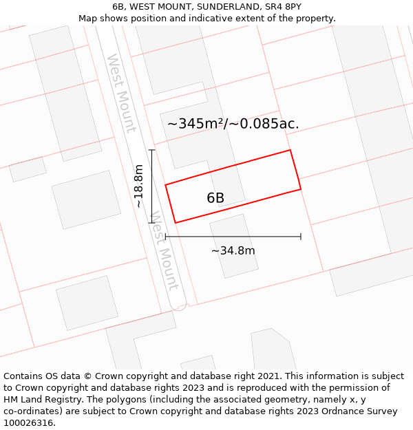 6B, WEST MOUNT, SUNDERLAND, SR4 8PY: Plot and title map