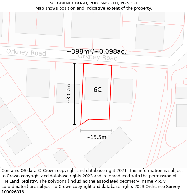 6C, ORKNEY ROAD, PORTSMOUTH, PO6 3UE: Plot and title map