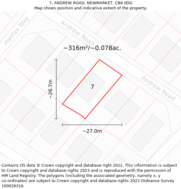 7, ANDREW ROAD, NEWMARKET, CB8 0DG: Plot and title map