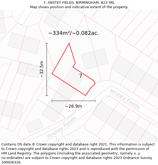 7, ANSTEY FIELDS, BIRMINGHAM, B23 5RL: Plot and title map