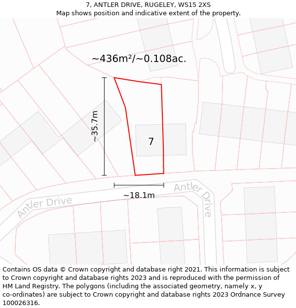 7, ANTLER DRIVE, RUGELEY, WS15 2XS: Plot and title map