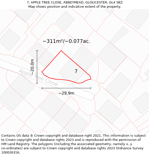 7, APPLE TREE CLOSE, ABBEYMEAD, GLOUCESTER, GL4 5BZ: Plot and title map