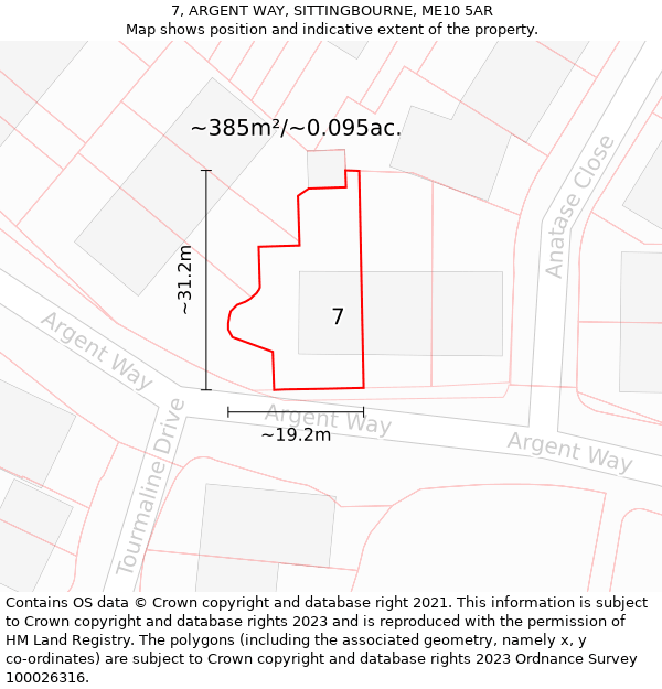 7, ARGENT WAY, SITTINGBOURNE, ME10 5AR: Plot and title map