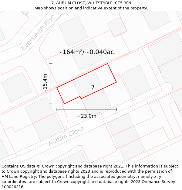 7, AURUM CLOSE, WHITSTABLE, CT5 3FN: Plot and title map