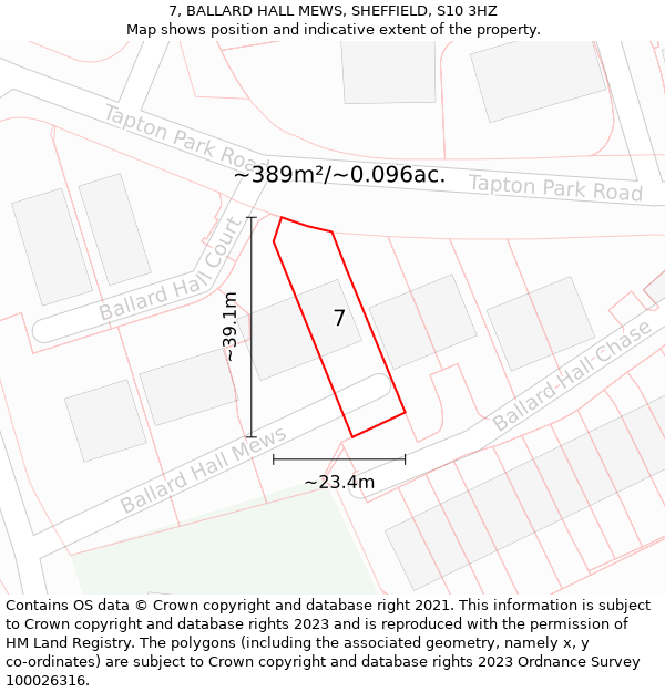 7, BALLARD HALL MEWS, SHEFFIELD, S10 3HZ: Plot and title map